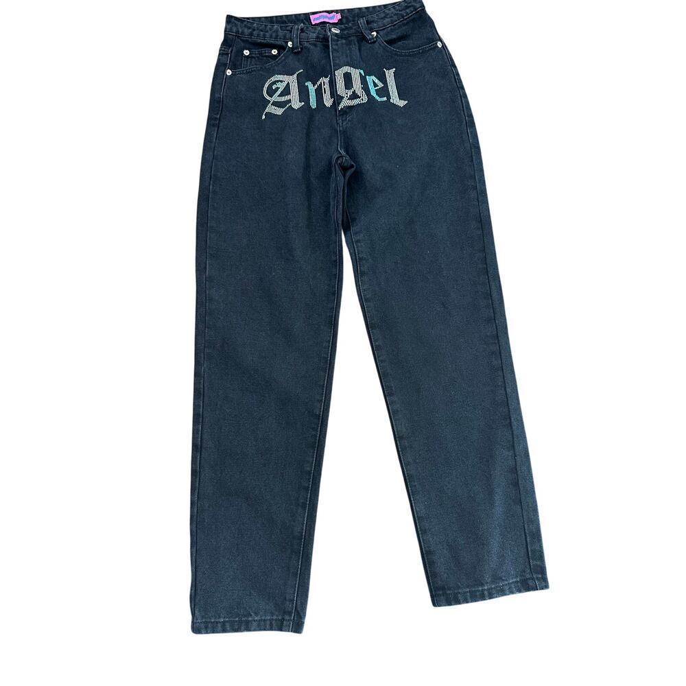 Edikted Women's Black High Rise Angel Straight Leg Jeans Size Medium